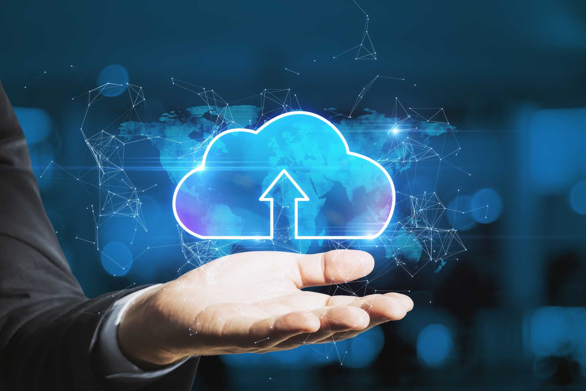 business central cloud migration risks, A concept image of cloud technology