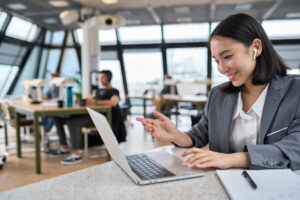 erp support and managed services, a woman on a video call on her laptop